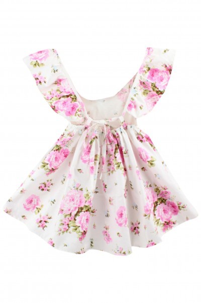 SKCC002 Order printed ruffled dresses for infants and young children Order children's dresses online Supply floral ruffled dresses detail view-2